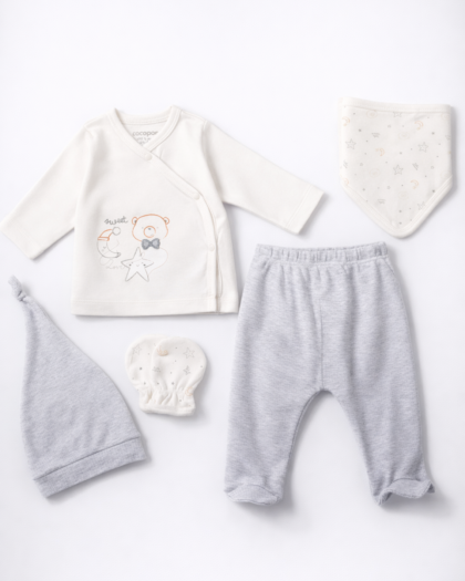 Erkek Bebek Gri 5li Set