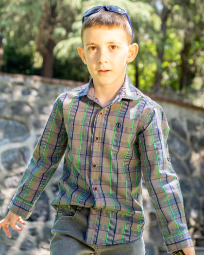 Erkek Çocuk Kareli Uzun Kollu Gömlek