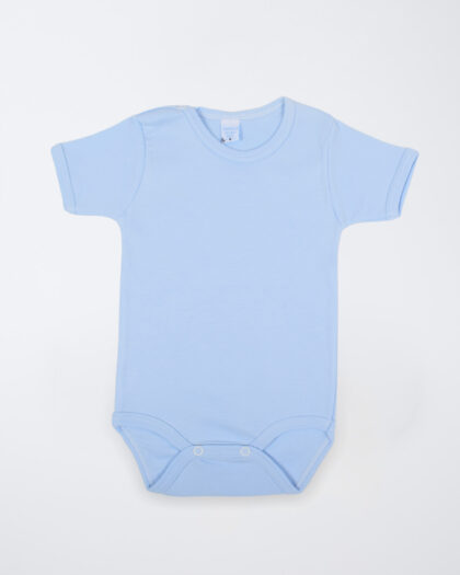 Erkek Bebek Yarım Kol Mavi Çıtçıtlı Body (1)