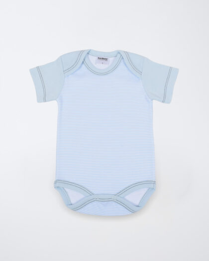 Erkek Bebek Yarım Kol Mavi Çizgili Çıtçıtlı Body (1)