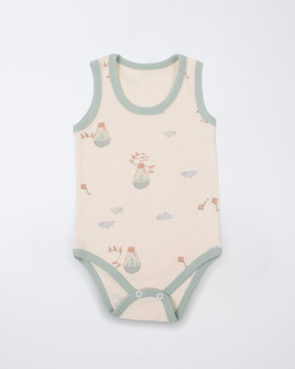 Erkek Bebek Yeşil Desenli Çıtçıtlı Atlet Body (1)