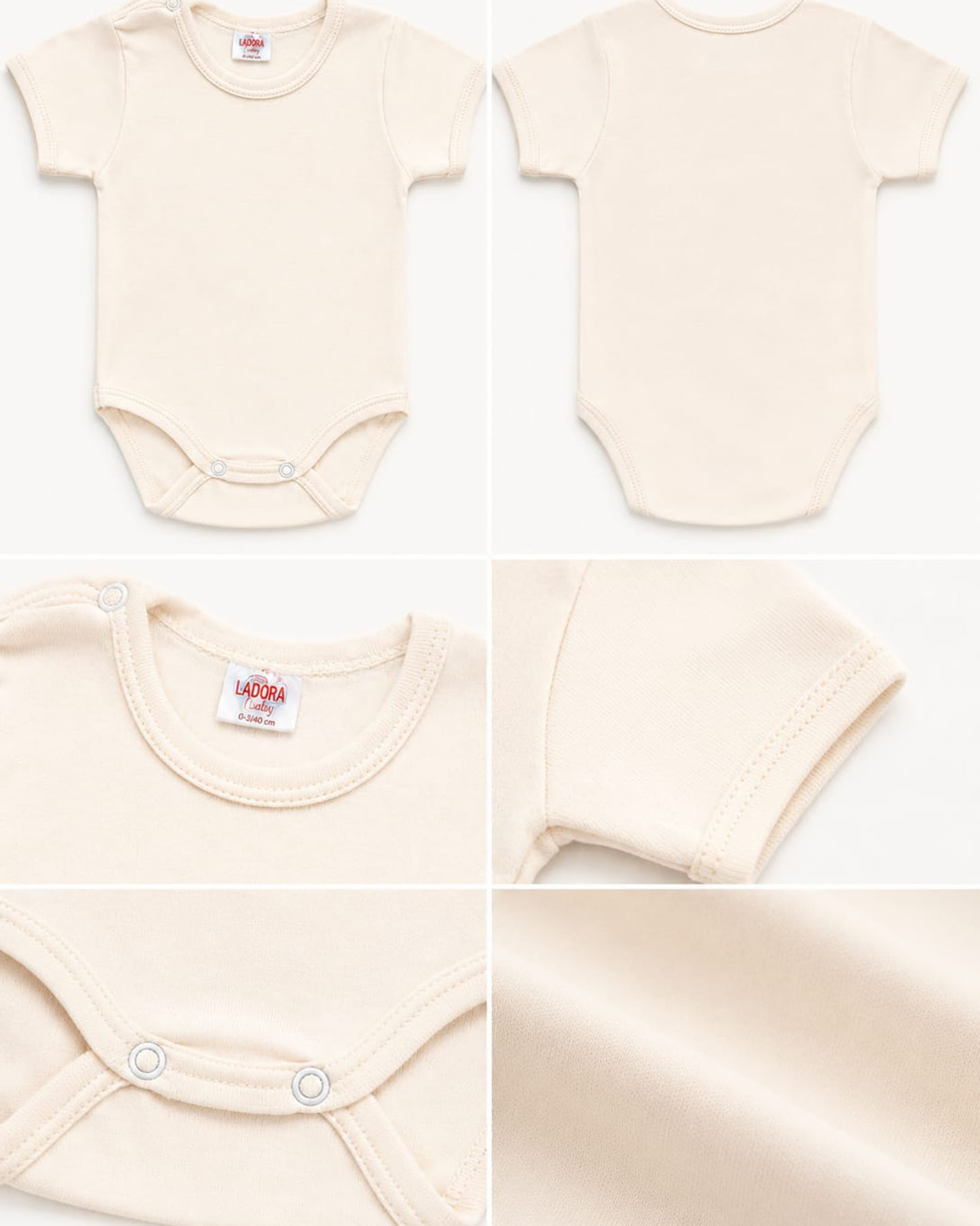 Erkek Bebek Yarım Kol Bej Çıtçıtlı Body - Görsel 3