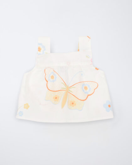 Kız Bebek Kelebek Desenli Askılı Bluz