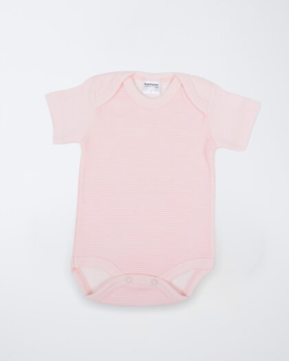Kız Bebek Yarım Kol Pembe Çizgili Çıtçıt Body (1)