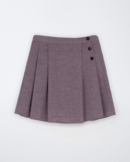 Kız Çocuk Lila Düğme Detaylı Pileli Etek (1)