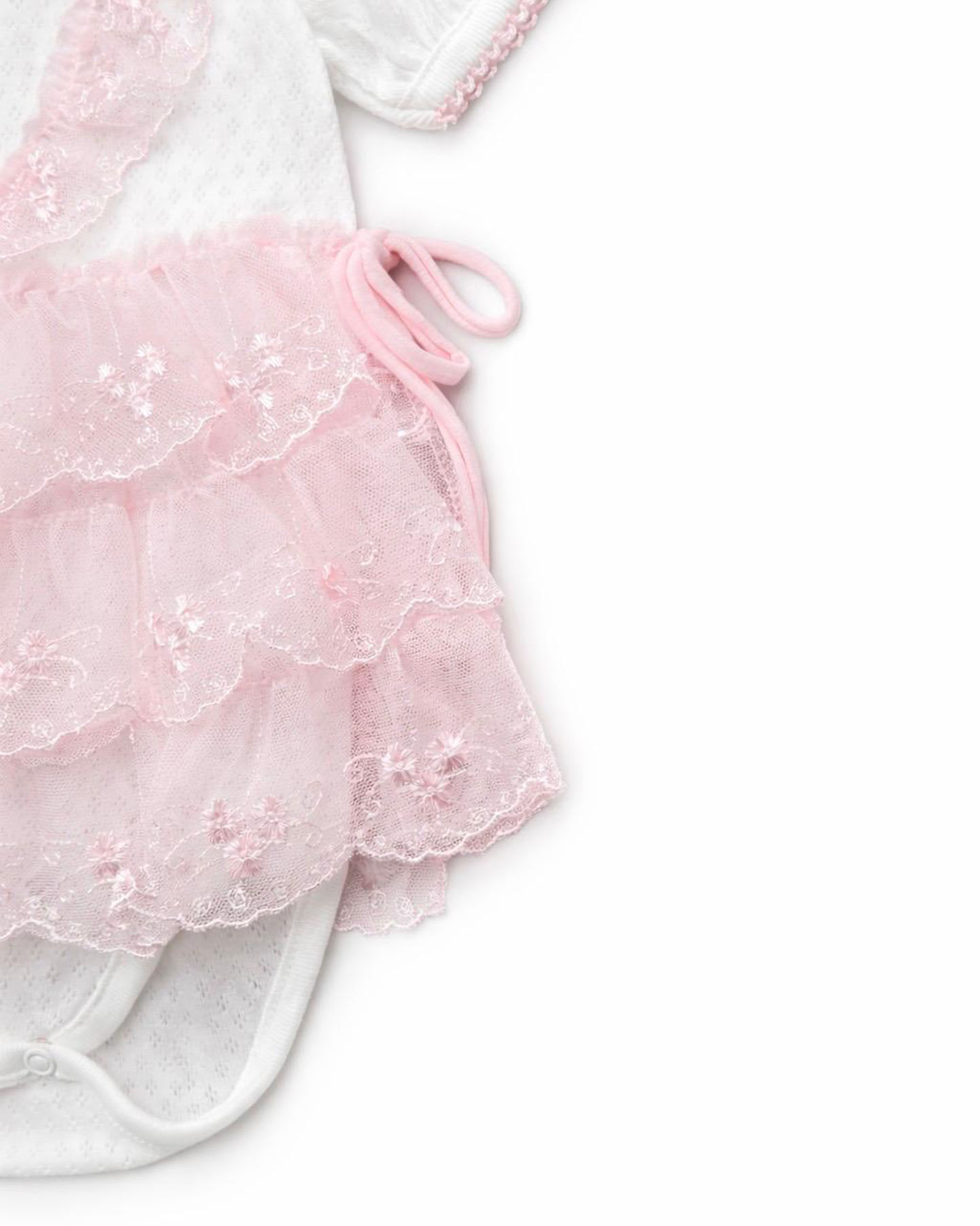 Kız Bebek Dantel Detaylı Fiyonklu Çıtçıtlı Body Pembe - Görsel 3