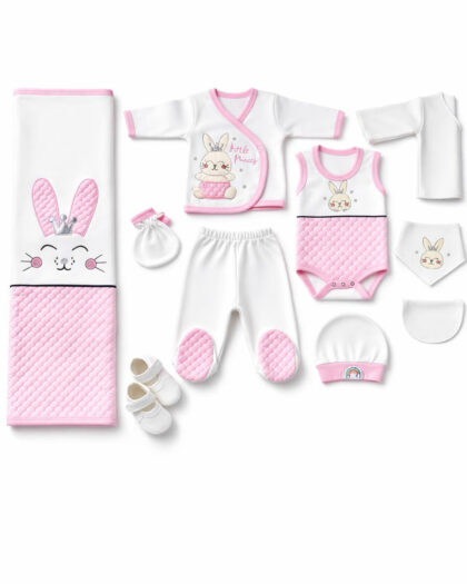 Kız Bebek Pembe Tavşan Figürlü 10'lu Hastane Çıkışı