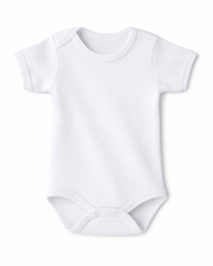 Erkek Bebek Yarım Kol Beyaz Çıtçıtlı Body
