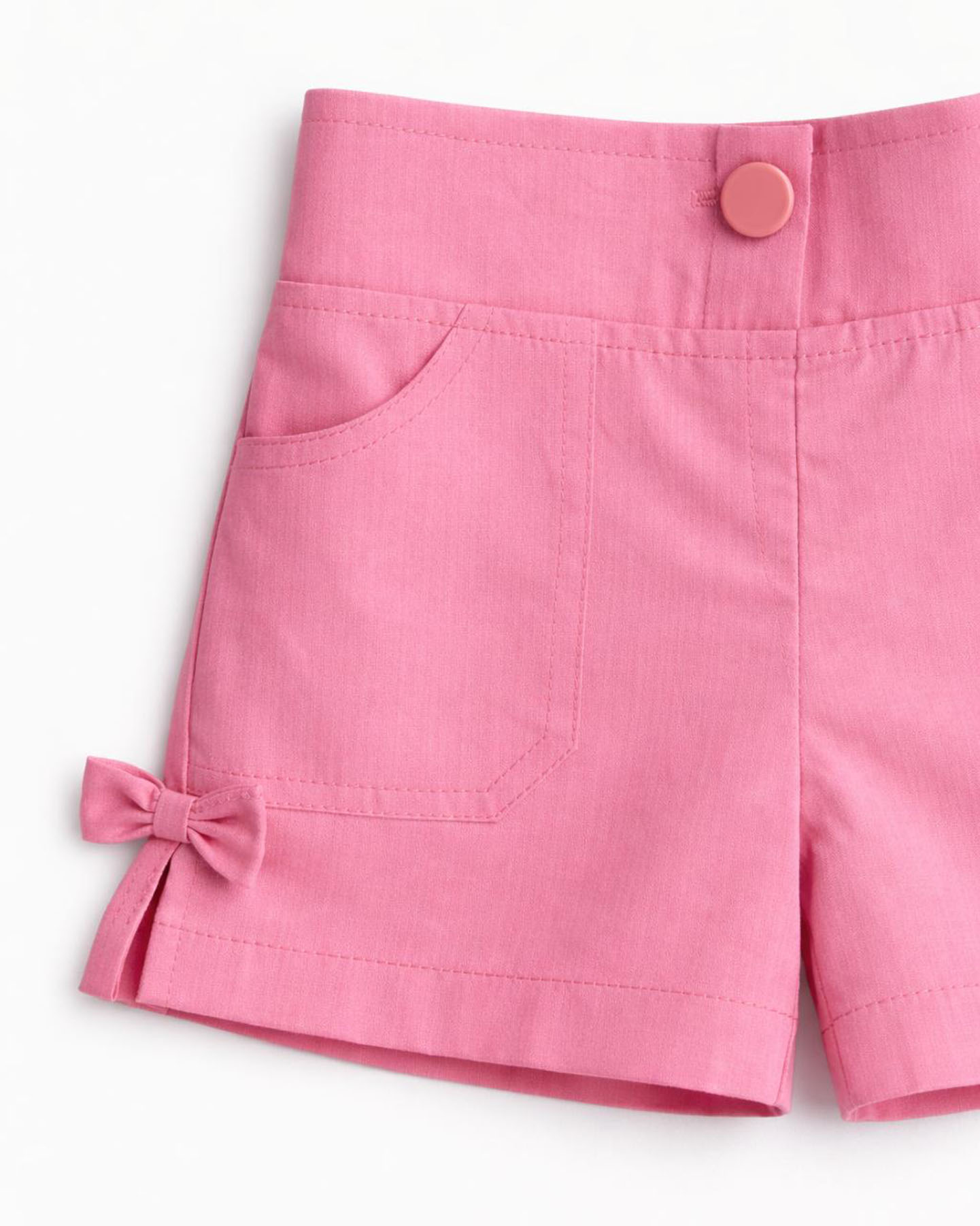 Kız Bebek Keten Yan Detay Fiyonklu Şort Pembe - Görsel 2