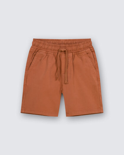 Erkek Çocuk Beli Lastikli Bağcıklı Cep Detaylı Şort Kahverengi
