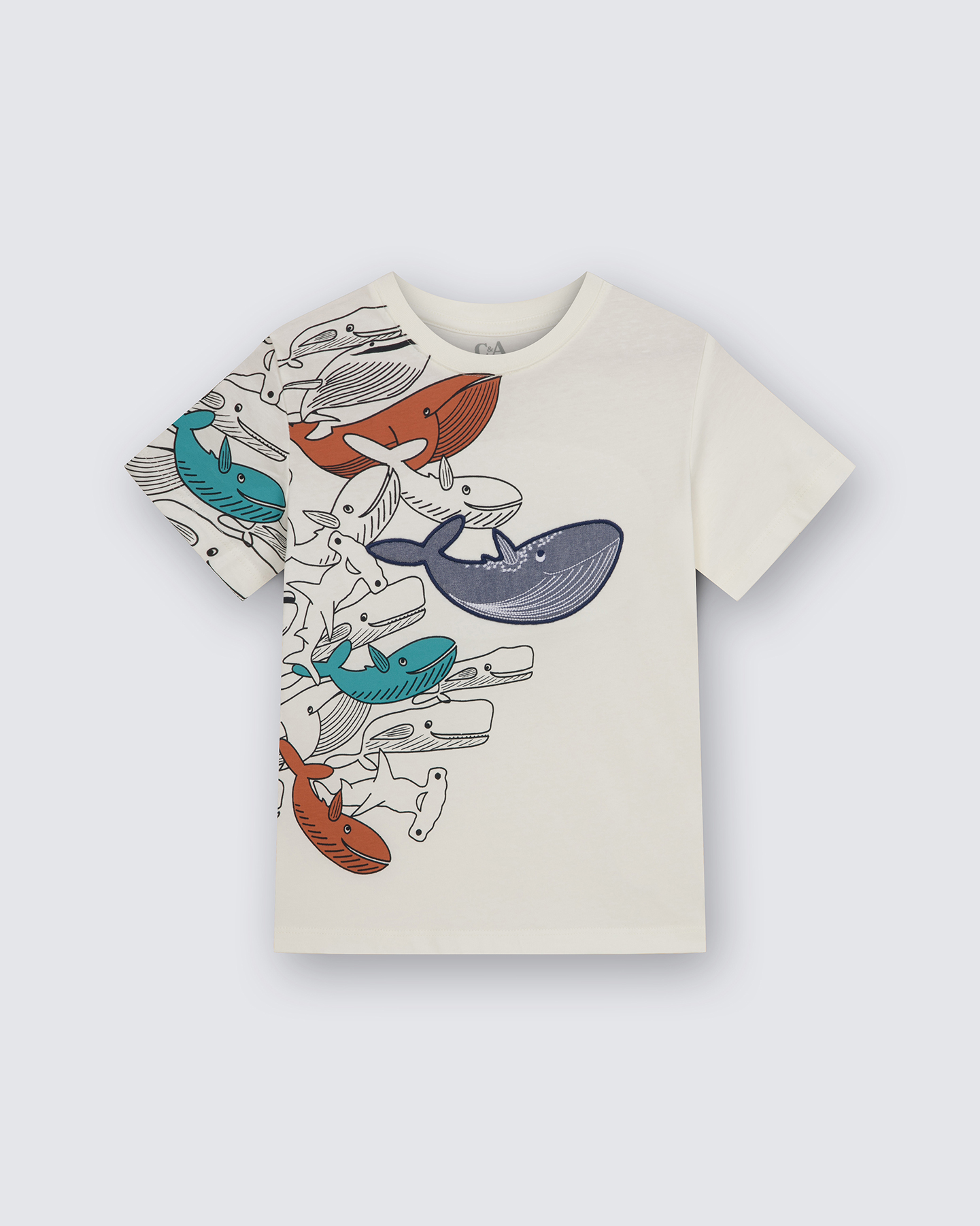 Erkek Çocuk Ekru Balık Desenli Penye Tshirt - Görsel 2