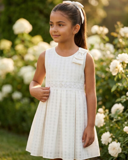 Kız Çocuk Fistolu Fiyonk Detaylı Elbise