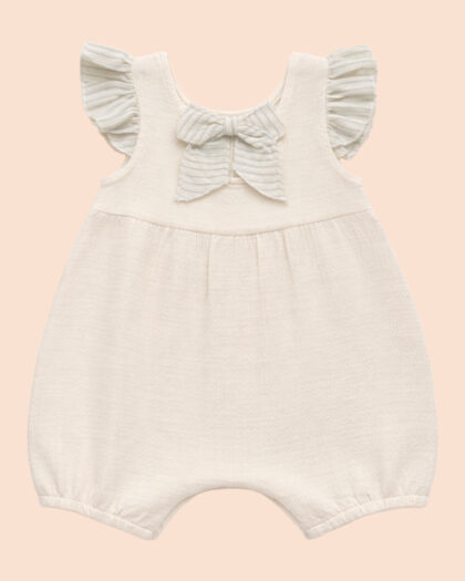 Kız Bebek Kol ve Fiyonk Detaylı Tulum