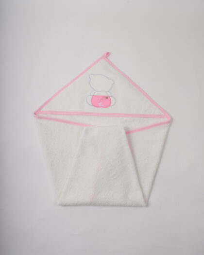 Kız Bebek Pembe Biyeli Ayıcık Figürlü Havlu 70x70 cm