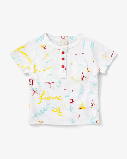 Erkek Bebek Çok Renkli Düğme ve Cep Detaylı Tişört