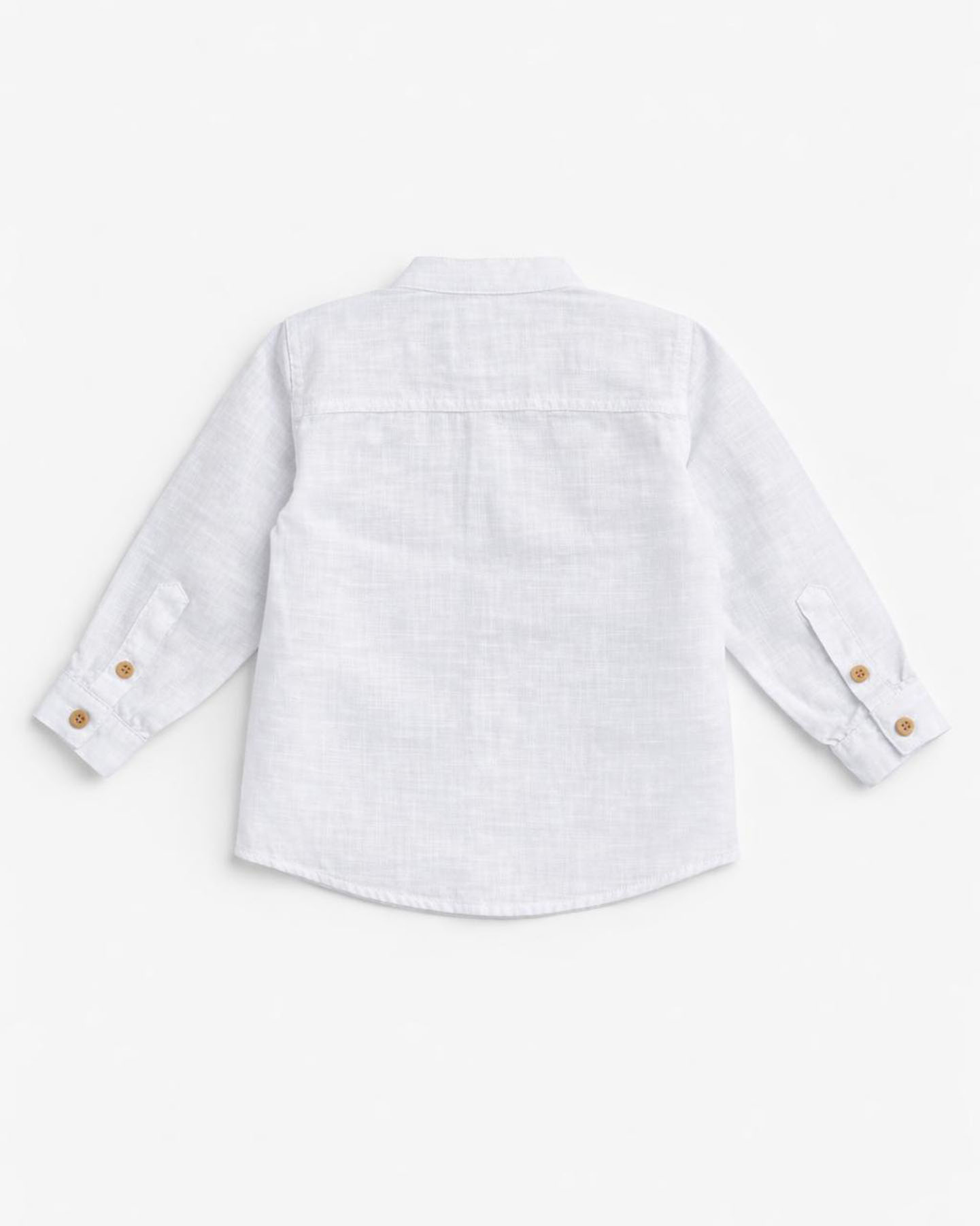 Erkek Bebek Beyaz Hakim Yaka Keten Gömlek - Görsel 2
