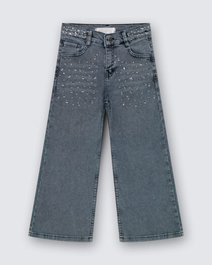 Kız Çocuk Taş Detaylı İspanyol Paça Pantolon