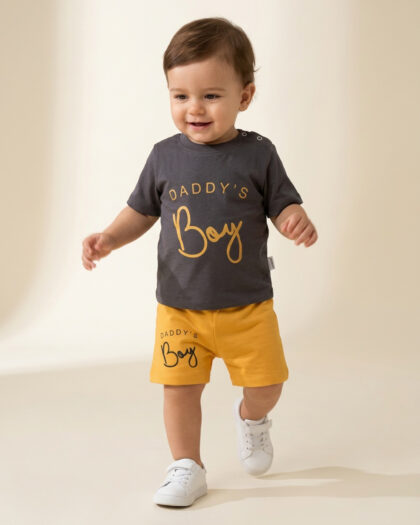 Erkek Bebek İkili Sarı Gri Takım