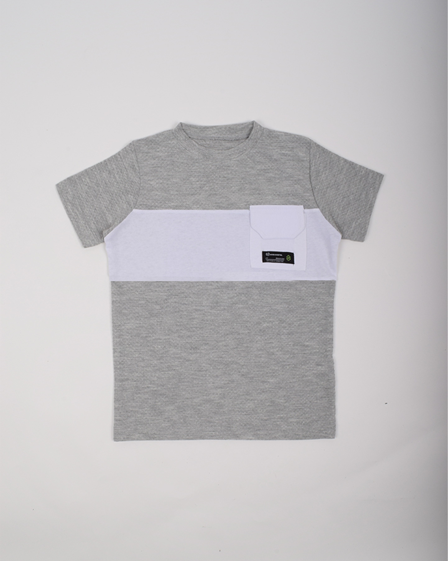 Erkek Çocuk Gri Beyaz Cep Detaylı Penye Tshirt - Görsel 2