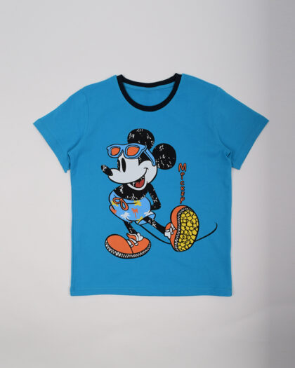 Erkek Çocuk Mavi Mickey Desenli Tişört