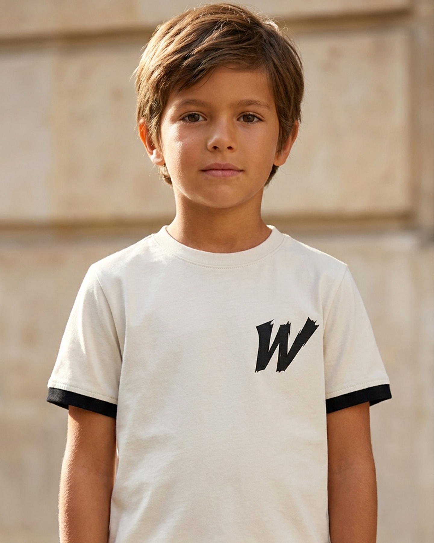 Erkek Çocuk Yarım Kol Taş Rengi Tshirt