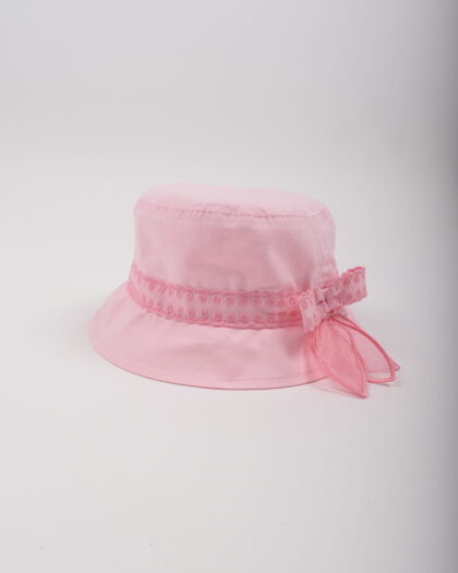 Kız Çocuk Pembe Fiyonk Detaylı Bucket Şapka 1-4 Yaş