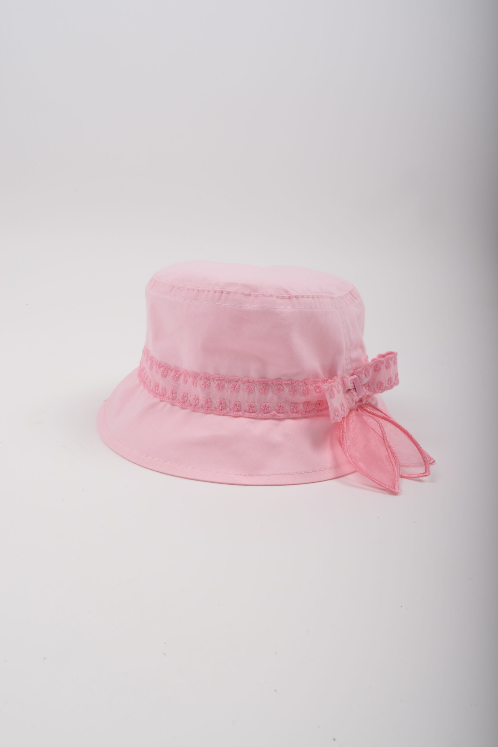 Kız Çocuk Pembe Fiyonk Detaylı Bucket Şapka 1-4 Yaş