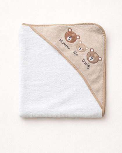 Erkek Bebek Beyaz Köpek Desenli Havlu 70 x 70 cm