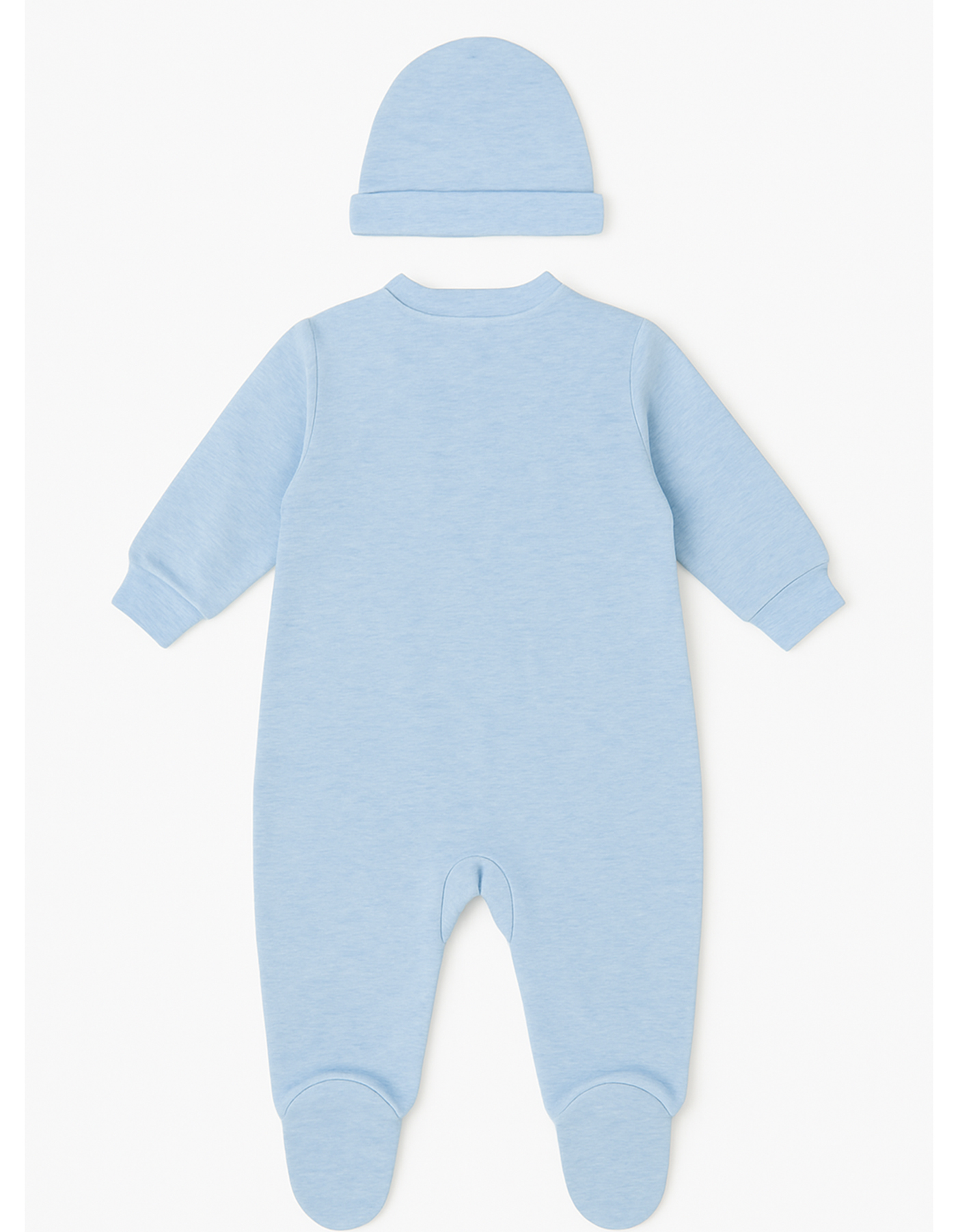 Baby Boy’s Blue Striped Long-Sleeved Romper with Hat - Image 2