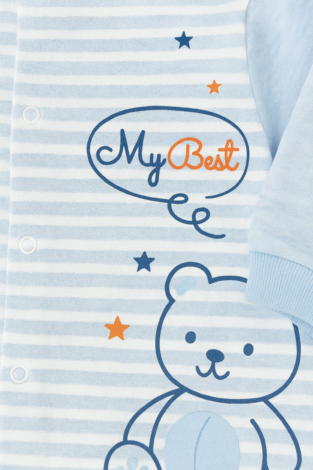 Baby Boy’s Blue Striped Long-Sleeved Romper with Hat - Image 3