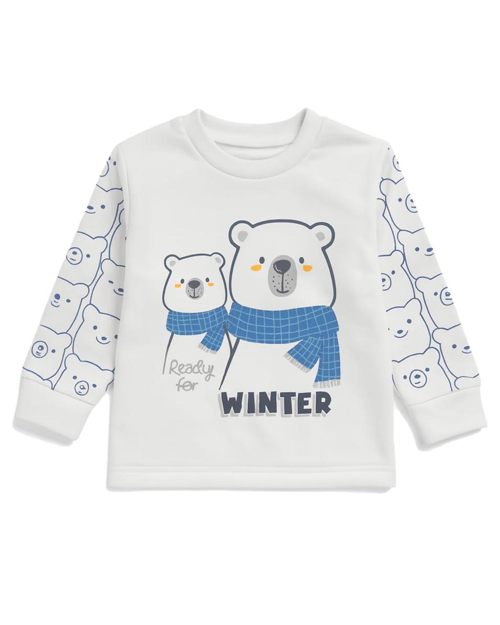 Erkek Bebek Lacivert Winter Bear 2'li Takım - Görsel 3