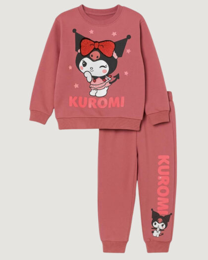 Kız Çocuk Yuvarlak Yaka Figürlü Eşofman Takımı