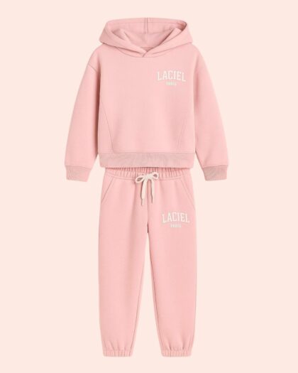 Kız Çocuk Kapüşonlu Şeker Pembesi İkili Takım