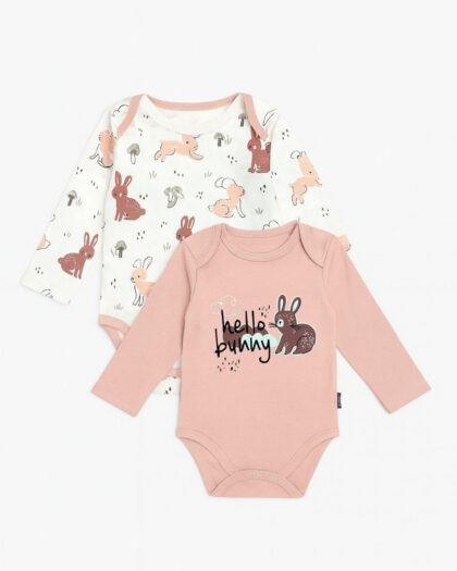 Kız Bebek Yuvarlak Yaka 2'li Omuz Çıtçıtlı Zıbın Body