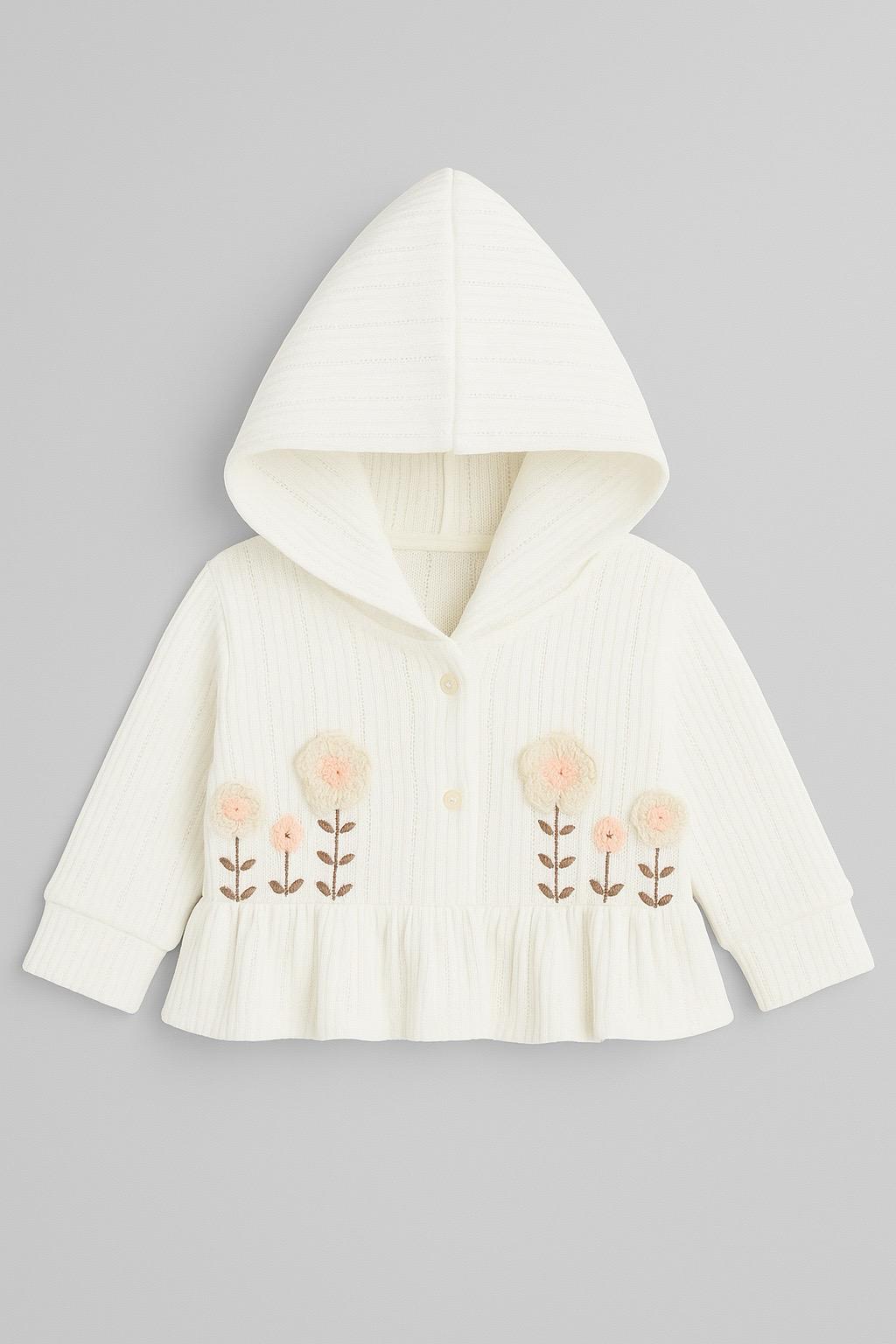 Baby Girl’s Ecru Hooded 3-Piece Set<br/> - Image 2