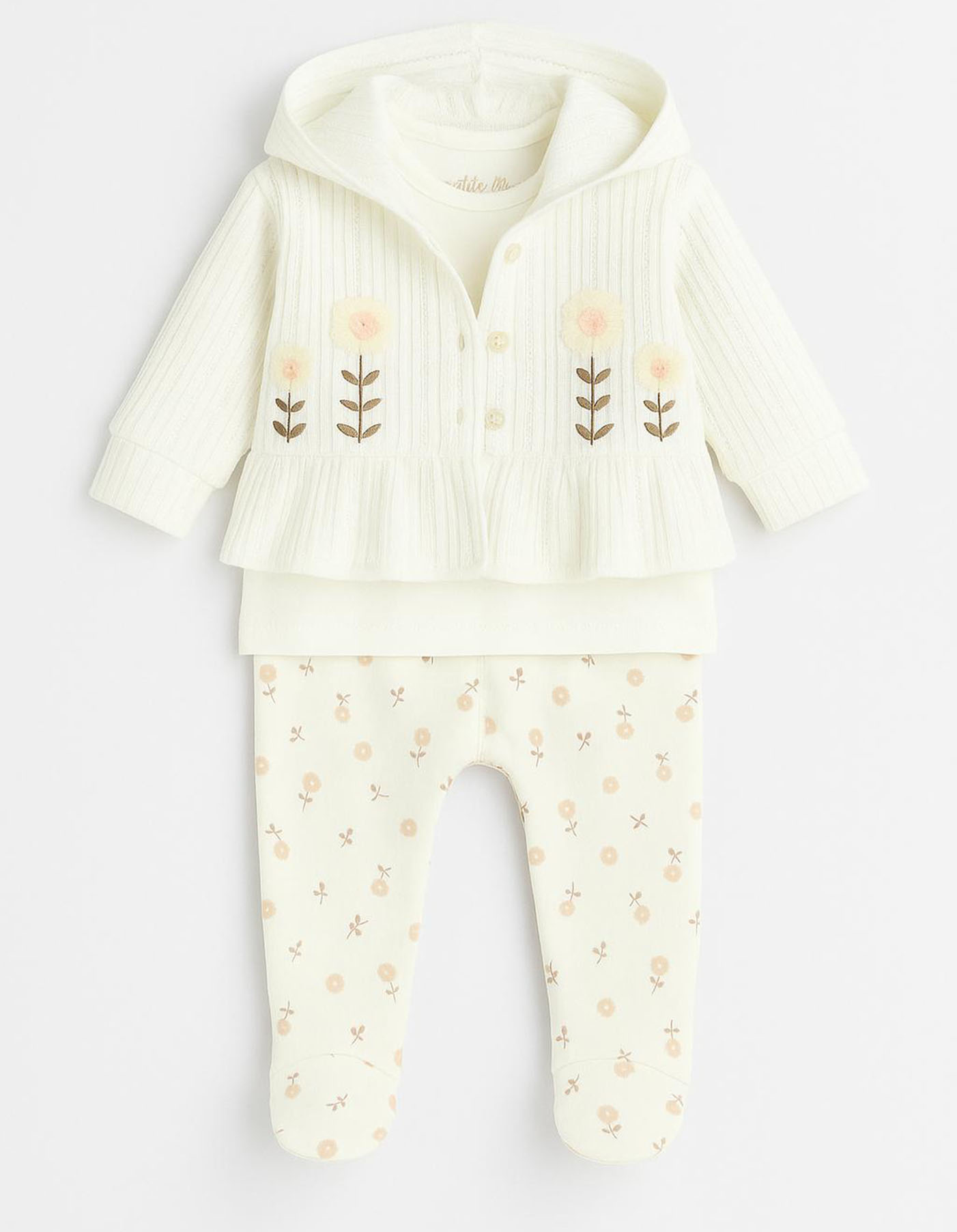 Baby Girl’s Ecru Hooded 3-Piece Set<br/>