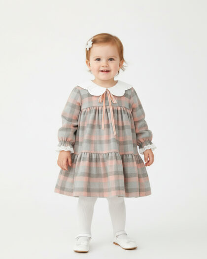 Kız Bebek Yaka Detaylı İçi Tüllü Astarlı Elbise