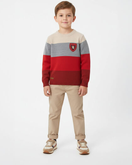 Erkek Bebek Çocuk Desenli Triko Kazak