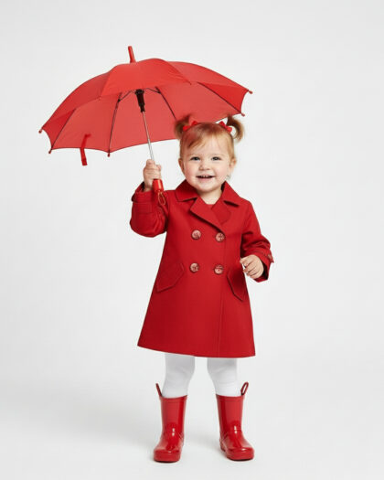 Kız Bebek Kırmızı Trençkot - Pardesü