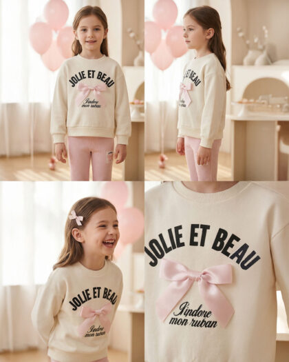 Kız Çocuk Eşofman Takımı | Konforlu Kurdela Detaylı Model – Emsun