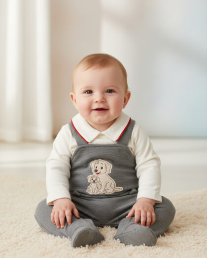 Erkek Bebek Salopet Görünümlü Çıtçıtlı Tulum