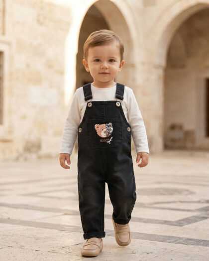 Erkek Bebek Füme Kot Slopet 2'li Tulum