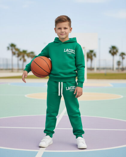 Erkek Çocuk Kapüşonlu Yeşil İkili Takım