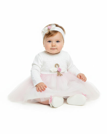 Kız Bebek Pembe Abiye Mevlüt Elbise Seti