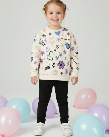 Kız Bebek Desenli Sweatshirt