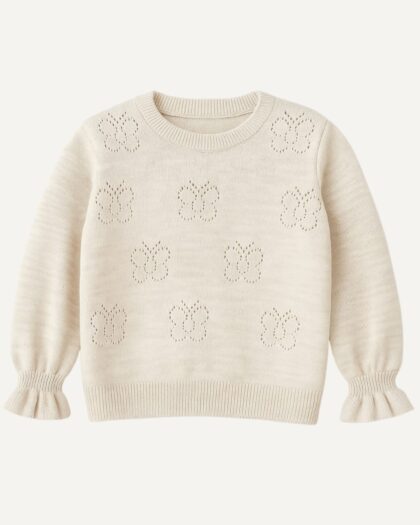 Kız Bebek Çocuk Bej Rengi Triko Hırka Kazak