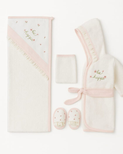 Yeni Doğan Kız Bebek Banyo Takımı 4'lü Set