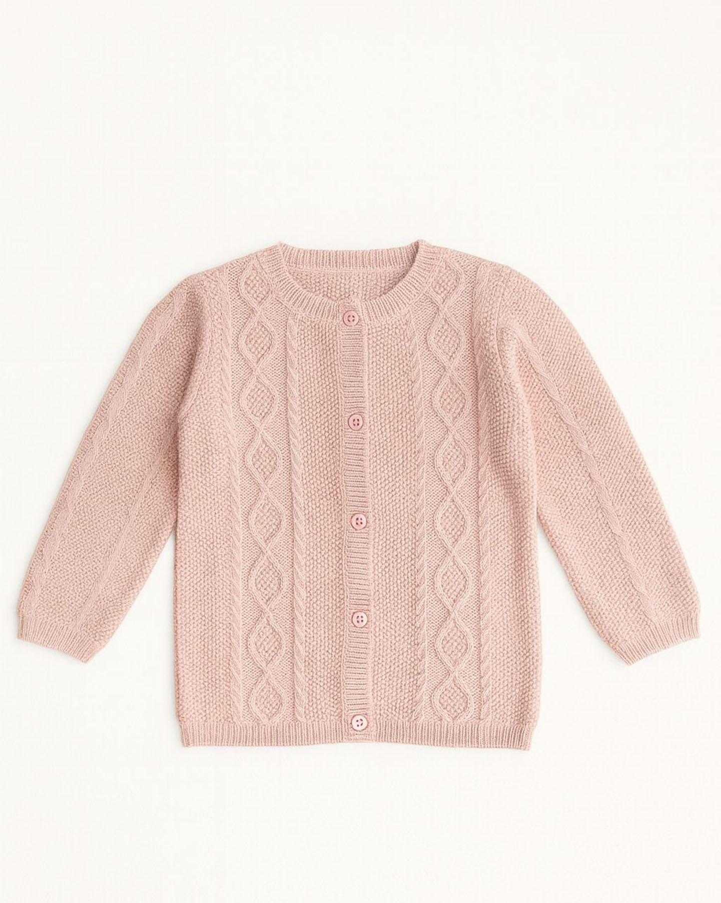 Girl’s Patterned Knitted Button-Up Cardigan<br/> - Image 2