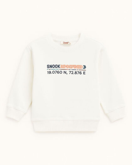 Erkek Çocuk Beyaz Yazılı Sweatshirt