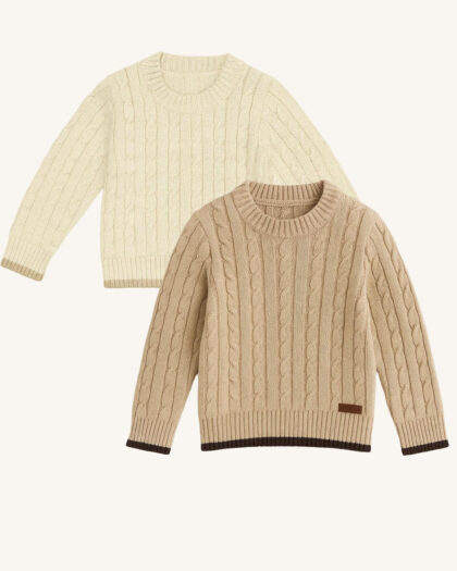 Erkek Bebek Çocuk Örgü Desenli Rahat Triko Kazak